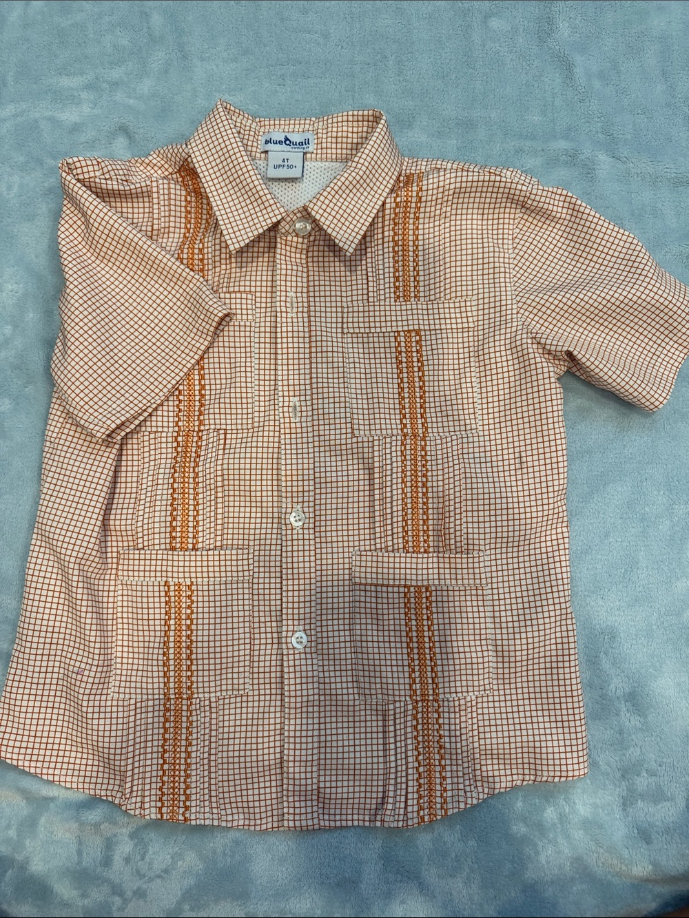 Blue Quail 4t Orange and White Check Short-Sleeve Button-Down Shirt